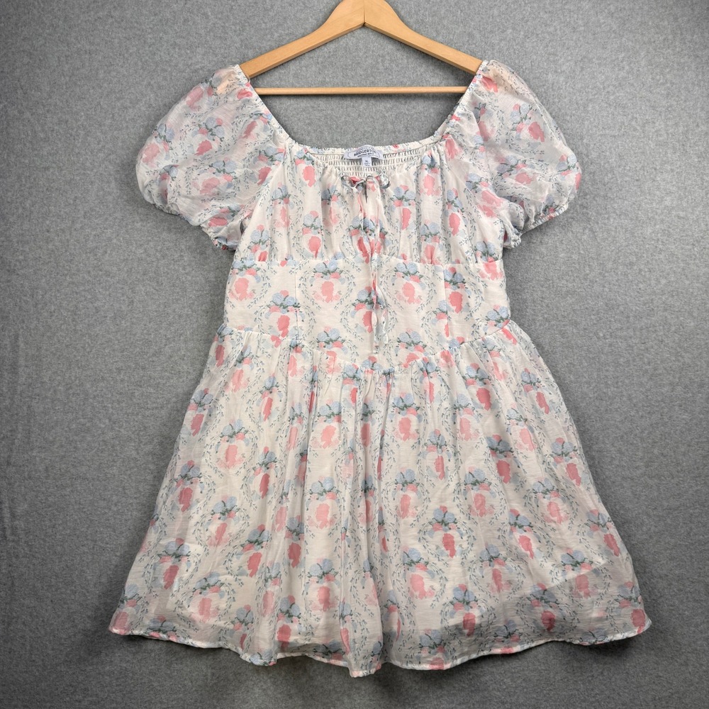 Celebrity Pink Bridgerton Dress Womens XL White Floral Mini Babydoll Cottagecore